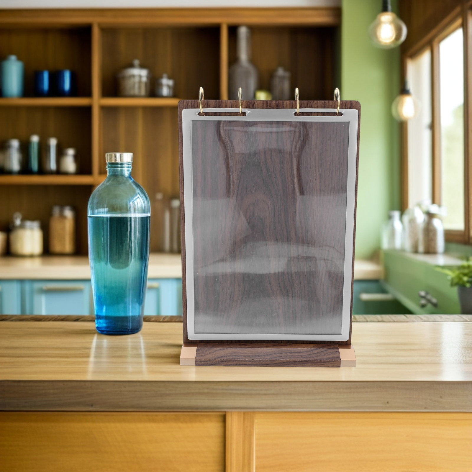 A4 Walnut Wood Menu Flip Displ - đánh giá và giá Display Stand Wood