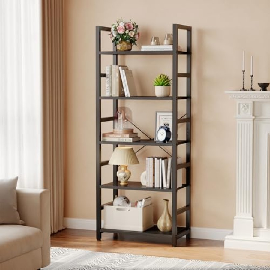 5-Tier Bookshelf, Modern Tall  - đánh giá và giá Display Stand Wood