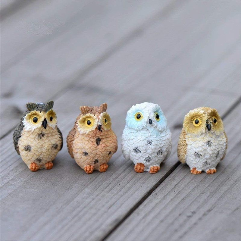 4pcs Resin Mini Owls Miniature - đánh giá và giá Bonsai Garden Miniature